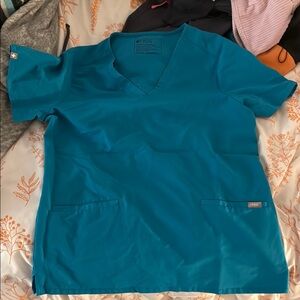 Figs Teal V-Neck Scrub Top